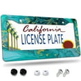 thumbnail image 1 of 1 Pcs Turquoise and Gold Abstract Marbling License Plate Frame,License Plate Cover for Car Decorative Parts,Aluminum License Plate Bracket Holder Rust-Proof for US Standard Car, 1 of 8