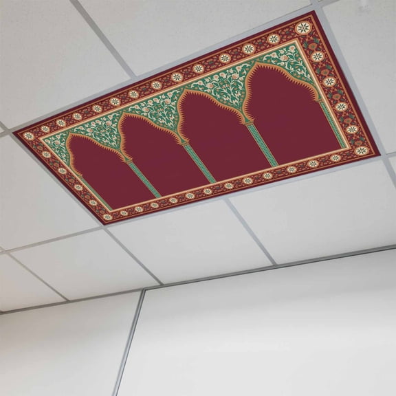 1 Pcs Twin Arches Fluorescent Light Covers Classic Red Green Twin Arches Magnetic Light Covers for Ceiling Lights 4 x 2 ft Drop Ceiling Lights Cover Shade for Office, Home, Hospital
