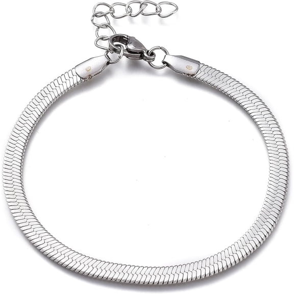 1 Pcs Unisex 304 Stainless Steel Herringbone Chain Bracelets Tarnish Resistant Bracelets with Lobster Claw Clasps Stainless Steel Color Bracelets for Women Jewelry DIY Bracelet Craft Making
