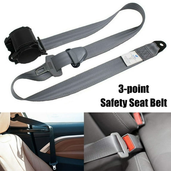 1 Pcs Universal 3 Point Car Safety Belt Adjustable Car Seat Belt Automatic Car Front Seat Safety Belt Strap Buckle Kit Retractable,Grey