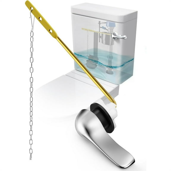 1 Pcs Universal Toilet Flush Handle Replacement,Front Tank Chain Flusher Lever,Front Mount Toilet Repair Kit Metal Handle with Flapper Chain,for Home Offcie By Scheam