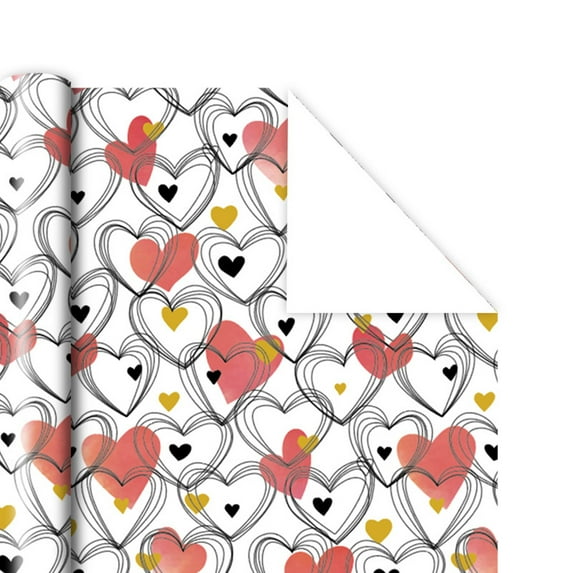 1 Pcs Valentine Heart Tissue Paper Foil, 28 Inch x 20 Inch, Luxury Metallic Heart Design Holiday Gift Wrap Present Paper for Valentine’s Day, Birthdays, Wedding, Anniversaries