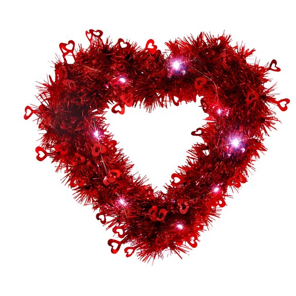 1 Pcs Valentine'S Day Wreath for Front Door,Tinsel Heart Shaped Wreath Hanging Wall Decorations,Heart Wreaths,Hanging Valentines Decoration for Front Door, Wall, Indoor, Outdoor Party,(Red3,11.81 in)