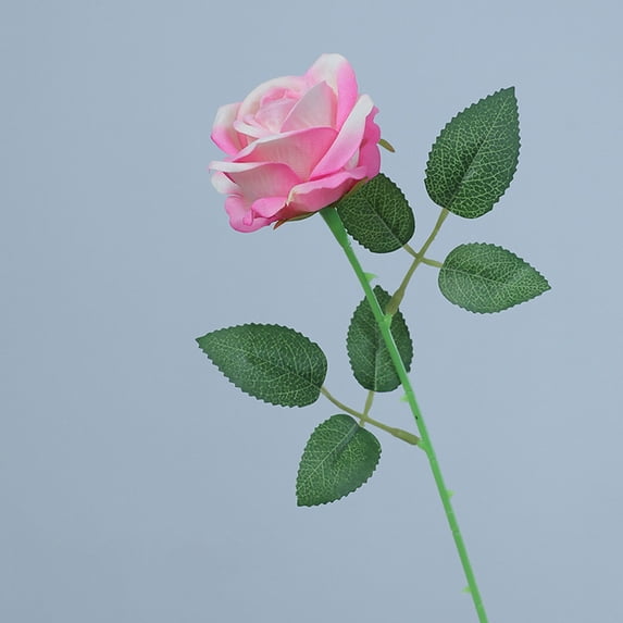 1 Pcs Valentine Velvet Single Roses Artificial Flowers, Fake Silk Rose with Long Stem, Faux Real Touch Florals for DIY Bouquet, Wedding, Table Centerpieces, Home Decor, Pink