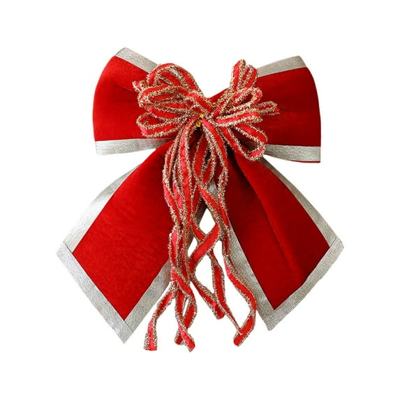 1 Pcs Velvet Bows for Christmas Tree - 9.8 Inch Vintage Velvet Ribbon Christmas Bows for Gift Wrapping Xmas Tree Topper Bow Ornaments for Garland Wreath Bows Decor(A)