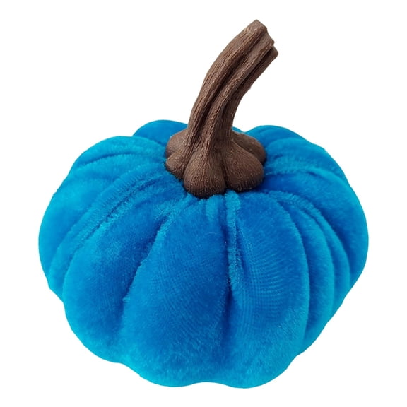 1 Pcs Velvet Pumpkins for Halloween Thanksgiving Decoration,3.94 Inch Faux Velvet Pumpkins,Small Autumn Artificial Velvet Pumpkins,Mini Faux Pumpkins for Home Table Indoor Decorations,Blue