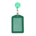 thumbnail image 1 of 1 Pcs Vertical ID Badge Holders,PU Leather Badge Holder with Retractable Round Reel Clips,Simple and Portable ID Card Protector for Office ID Credit Cards Driver’s Licenses and Passes (Green), 1 of 2