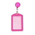thumbnail image 1 of 1 Pcs Vertical ID Badge Holders,PU Leather Badge Holder with Retractable Round Reel Clips,Simple and Portable ID Card Protector for Office ID Credit Cards Driver’s Licenses and Passes (Pink), 1 of 2