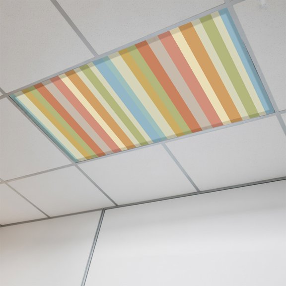 1 Pcs Vertical Stripes Fluorescent Light Covers Minimalist Modern Terracotta Green Sand Parallel Magnetic Light Covers for Ceiling Lights 4 x 2 ft Drop Ceiling Lights Cover Shade for Office, Home,