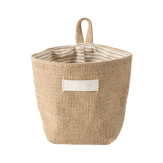 1 Pcs Wall Hanging Storage Bag, Laundry Basket, Cotton Linen Hamper Hanging Clothes Bag Home Gadget Storage Organizer Foldable Basket Bin Ideal for Organizing Keys and Miscellaneous Items