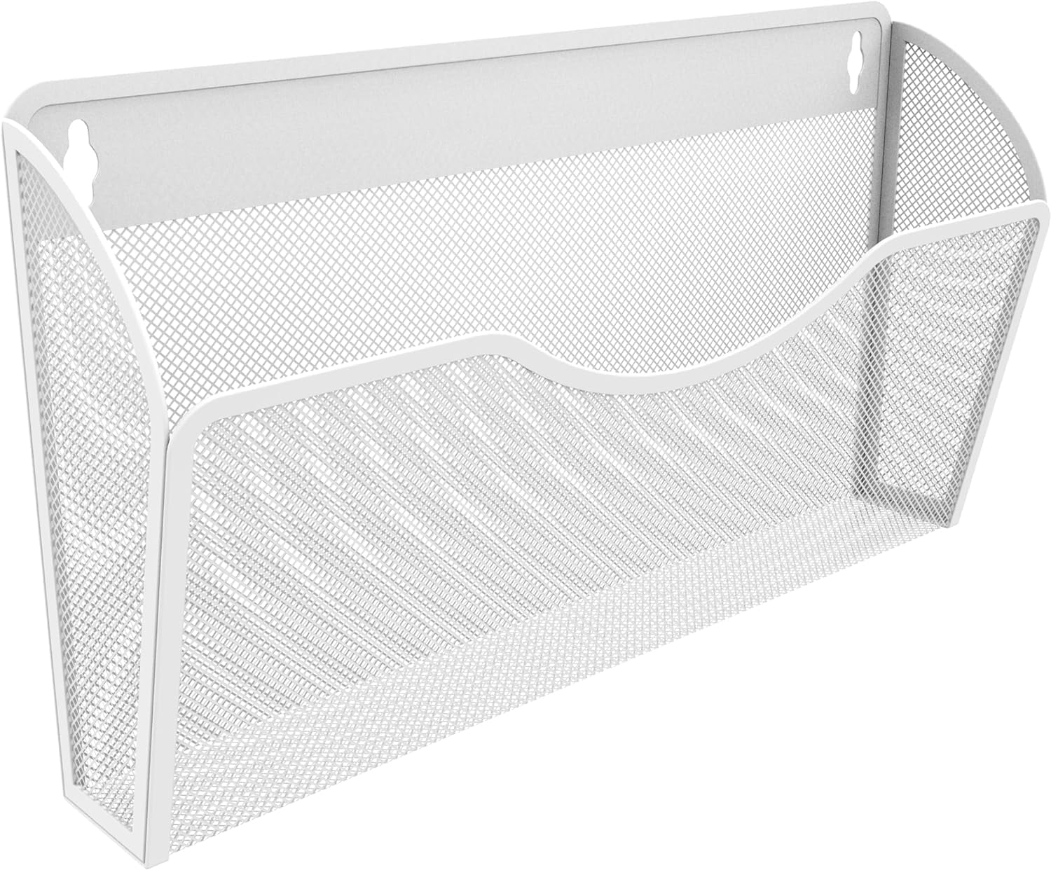 Wall Mount File Organizer Single Pocket Vertical Hanging File Folders Holder Paper Rack for Office Home, Silver