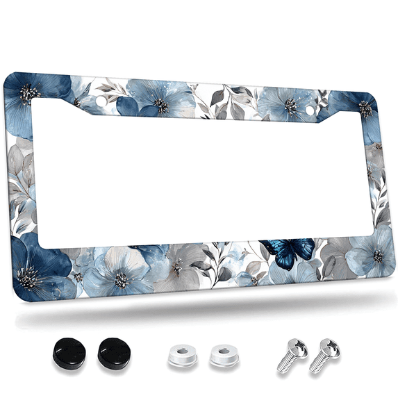 1 Pcs Watercolor Cross License Plate Frame, License Plate Cover for Car Decorative Parts, Aluminum License Plate Bracket Holder Rust-Proof Weather-Proof for US Standard Car