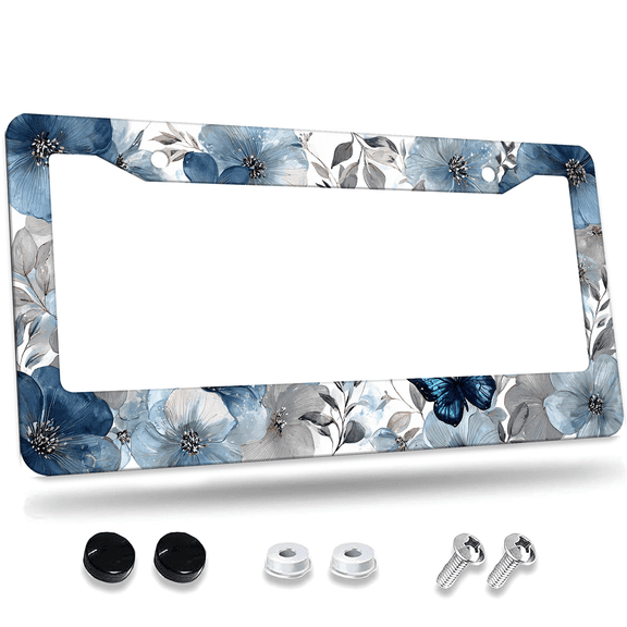 1 Pcs Watercolor Cross License Plate Frame, License Plate Cover for Car Decorative Parts, Aluminum License Plate Bracket Holder Rust-Proof Weather-Proof for US Standard Car