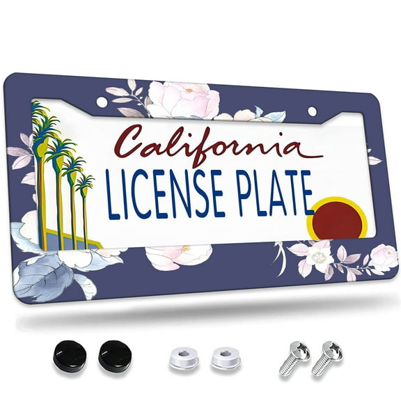 1 Pcs Watercolor Floral Arrangement License Plate Frame,License Plate Cover for Car Decorative Parts,Aluminum License Plate Bracket Holder Rust-Proof for US Standard Car