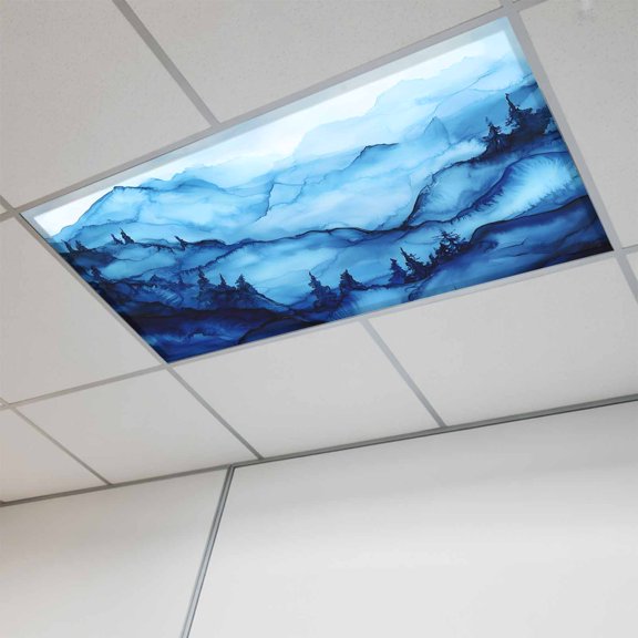 1 Pcs Watercolor Fluorescent Light Covers Splicing Mystery Decoration Magnetic Light Covers for Ceiling Lights 4 x 2 ft Drop Ceiling Lights Cover Shade for Office, Home, Hospital