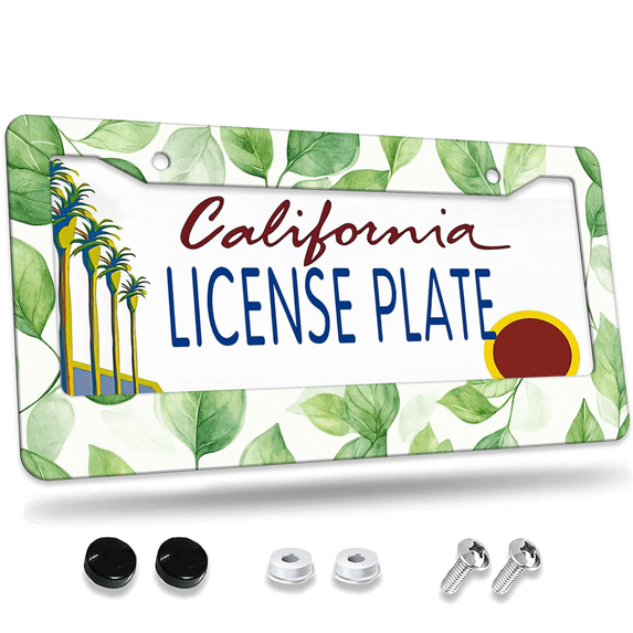 1 Pcs Watercolor License Plate Frame, License Plate Cover for Car Decorative Parts, Aluminum License Plate Bracket Holder Rust-Proof Weather-Proof for US Standard Car