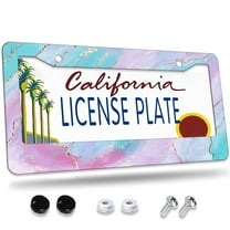 1 Pcs Watercolor and gold foil license plate frame License Plate Frame,License Plate Cover for Car Decorative Parts,Aluminum License Plate Bracket Holder Rust-Proof for US Standard Car