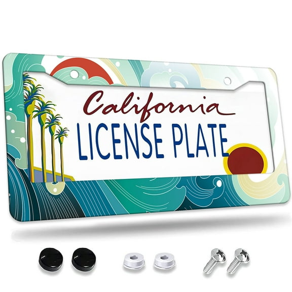 1 Pcs Wave Pattern Border License Plate Frame,License Plate Cover for Car Decorative Parts,Aluminum License Plate Bracket Holder Rust-Proof for US Standard Car