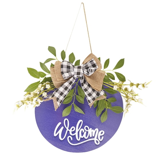 1 Pcs Welcome Sign For Front Door Wreath Decorations,11.81 Inch Round Wood Sign Hanging Wreath,Wooden Door Wreath Decoration,Wooden Door Hanging Home Signs Decorations,Front Door Wreaths,(C,11.81 in)