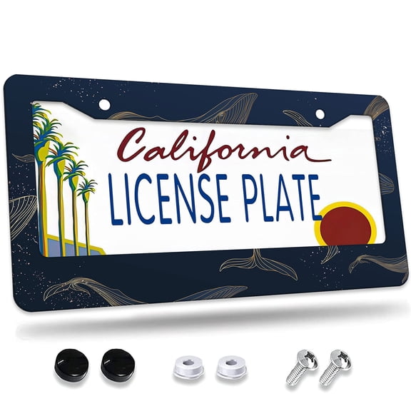 1 Pcs Whale Pattern License Plate Frame License Plate Frame,License Plate Cover for Car Decorative Parts,Aluminum License Plate Bracket Holder Rust-Proof for US Standard Car