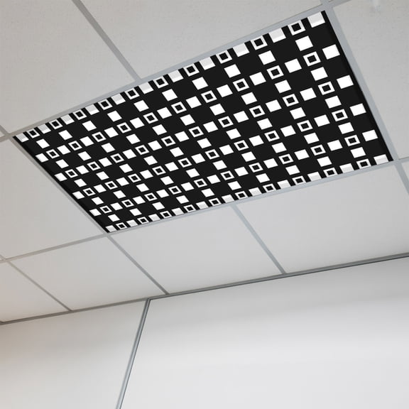 1 Pcs White Blocks Fluorescent Light Covers Minimalist Grid Black Magnetic Light Covers for Ceiling Lights 4 x 2 ft Drop Ceiling Lights Cover Shade for Office, Home, Hospital
