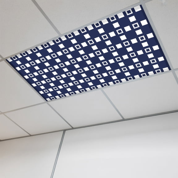 1 Pcs White Blocks Fluorescent Light Covers Modern Minimalist Grid Navy Blue Magnetic Light Covers for Ceiling Lights 4 x 2 ft Drop Ceiling Lights Cover Shade for Office, Home, Hospital