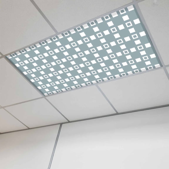 1 Pcs White Squares Fluorescent Light Covers Minimalist Grid Sage Green Magnetic Light Covers for Ceiling Lights 4 x 2 ft Drop Ceiling Lights Cover Shade for Office, Home, Hospital