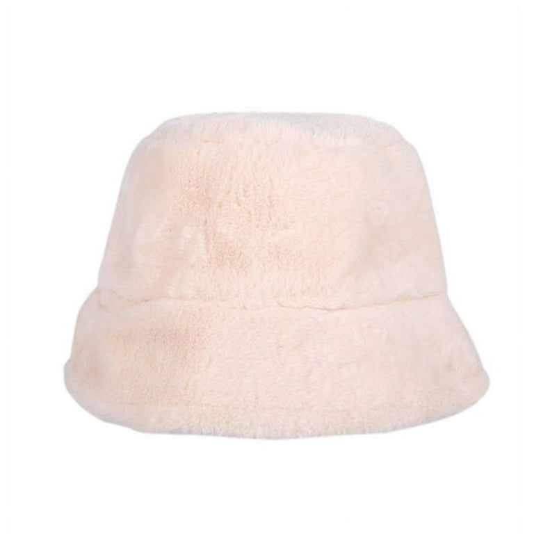 1 Pcs Winter Faux Fur Bucket Hat,22.0-22.8Inch Thicken Warm 