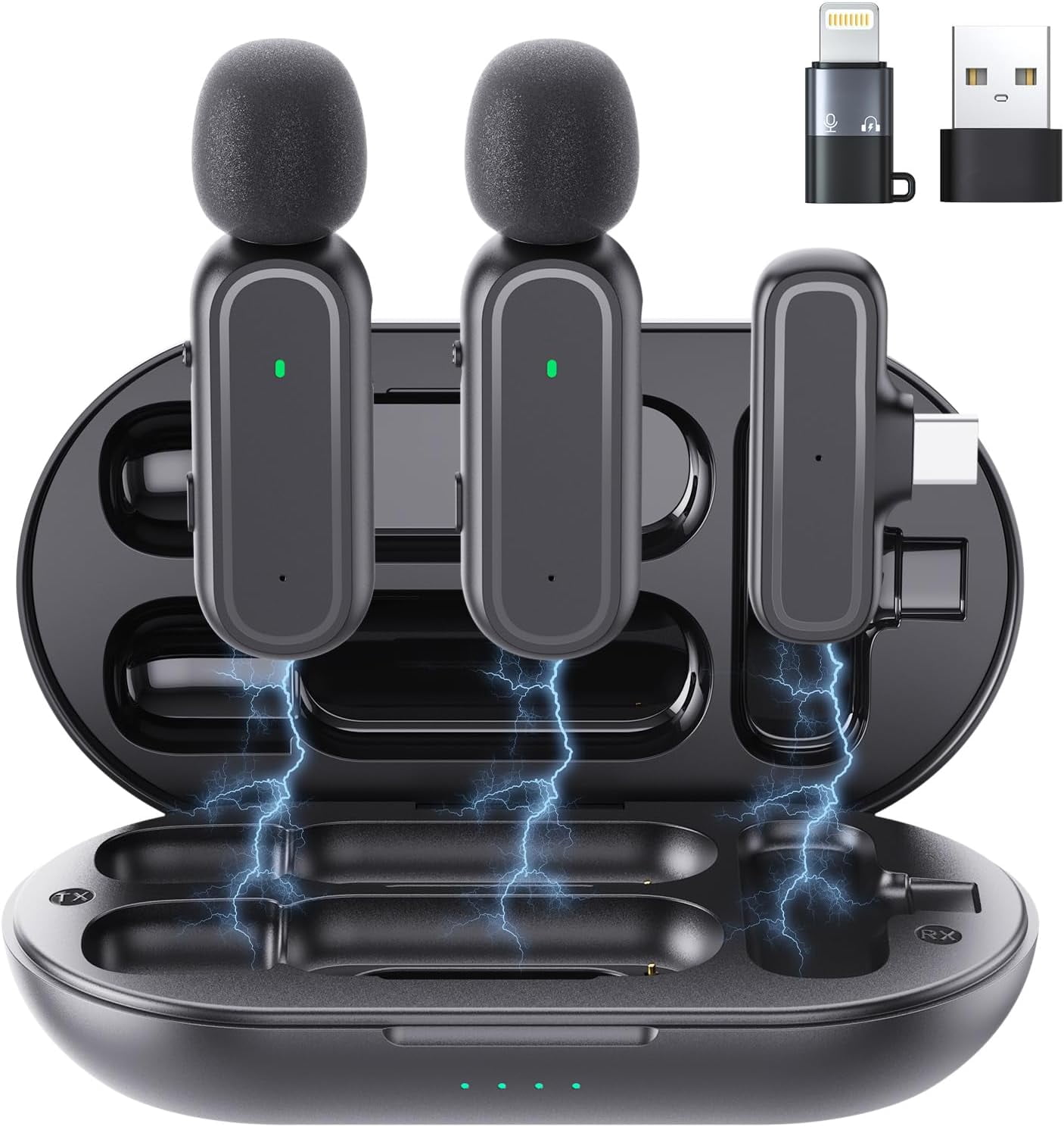 1 Pcs Wireless Lavalier Microphone for iPhone iPad Android PC, Mini Mic with Charging Case, 8H Battery, 65ft Range, USB-C, Clip-On Noise Reduction Mics for Vlogging, TikTok, YouTube, Video Recording