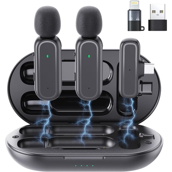 1 Pcs Wireless Lavalier Microphone for iPhone iPad Android PC, Mini Mic with Charging Case, 8H Battery, 65ft Range, USB-C, Clip-On Noise Reduction Mics for Vlogging, TikTok, YouTube, Video Recording
