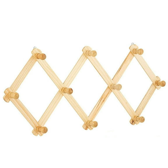 1 Pcs Wooden Expandable Coat Rack,Wall Mounted Hat Hook 10 Peg Hooks Adjustable Hanger,for Jackets,Caps,Towels,Bags,Umbrella,Scarves Accessories