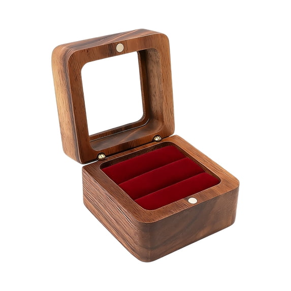 1 Pcs Wooden Ring Box,Wooden Box for Engagement Rings,Square Wedding Holder With Single Slot,Promise Rings & Wedding Bands,Retro Proposal Ring Box,Elegant Jewelry Ring Holder,(H,2.17x2.17x1.38 in)