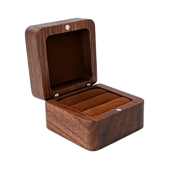 1 Pcs Wooden Ring Box,Wooden Box for Engagement Rings,Square Wedding Holder With Single Slot,Promise Rings & Wedding Bands,Retro Proposal Ring Box,Elegant Jewelry Ring Holder,(O,2.17x2.17x1.38 in)
