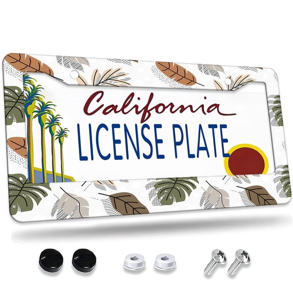 1 Pcs World Map Illustration License Plate Frame,License Plate Cover for Car Decorative Parts,Aluminum License Plate Bracket Holder Rust-Proof for US Standard Car