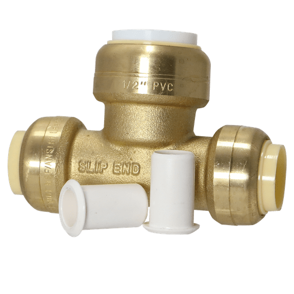 1 Pcs XFITTING 1/2" CTS x 1/2" CTS x 1/2" PVC Push Fit Tee, Push To Connect Tee