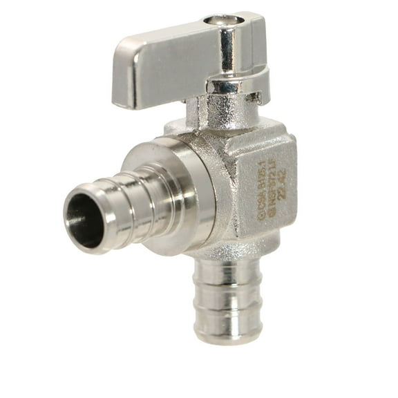 1 Pcs XFITTING Barb Crimp 1/2 Inch Pex Mini Angle Ball Valve, Full Port, 1/4 Turn, Brass, 24-1-2=1X