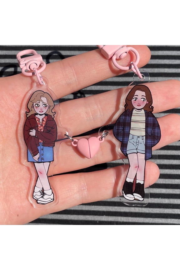 1 Pcs YJ Magnetic Ship Keychains Double-Sided Acrylic Charm Keyring Gift