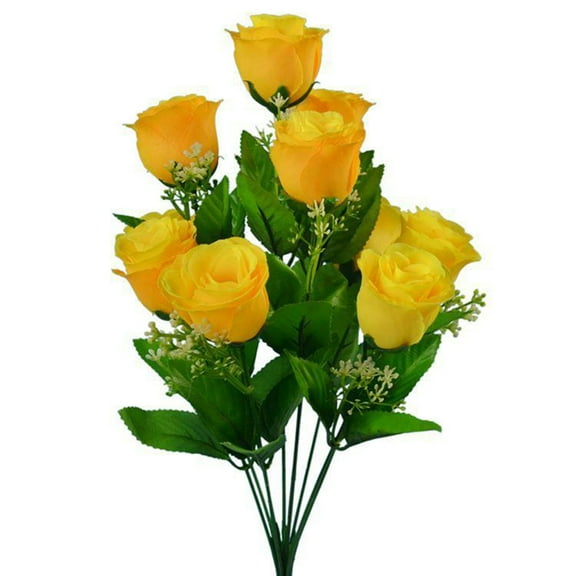 1 Pcs Yellow 10-Heads Rose Silk Artificial Flowers Bouquet Bud Fake Flowers Bridal Bouquet Flowers for Wedding Party Home Decoration