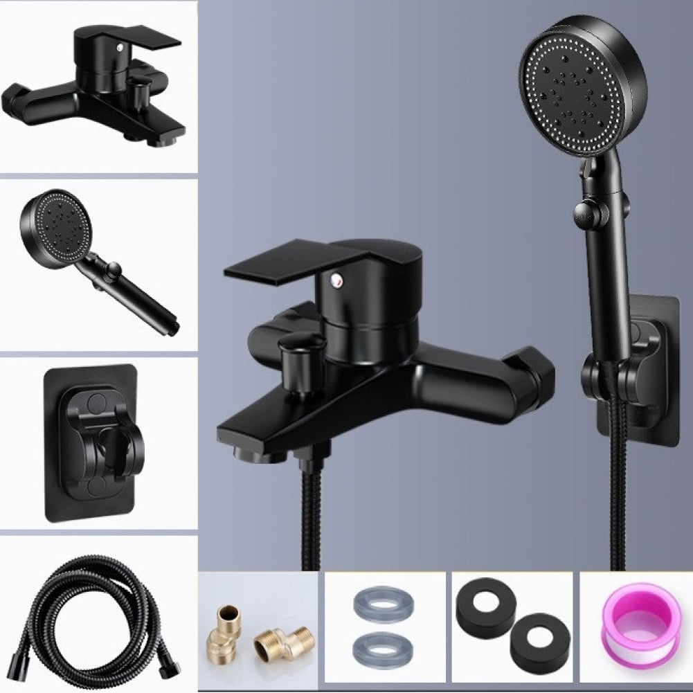 1 Pcs Zinc alloyBathroom Faucet Black Wall Mounted Home Bathtub Shower Mixer Tap