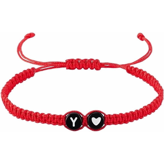 1 Pcs love Heart Initial Bracelets Adjustable Nylon Cord Bracelets with Plastic Beads Handmade Rope Bracelet Mixed Color