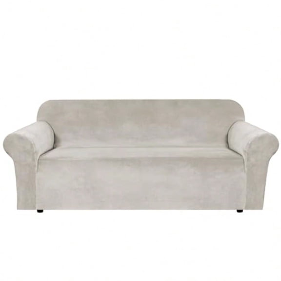 1 Peice Stretch Veet Sofa Covers for 3 Cushion Couch Covers Sofa Slipcovers Furniture Protector Soft Crafted from Thick Comfy Rich Velour Sofa 72-90 Oatmeal