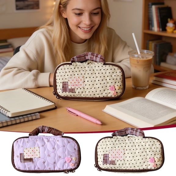 Under $1 Pencil Case, Cute Handheld Large Capacity Pen Pouch with Handle, Portable High Appearance Stationery Organizer for College Office by PALIFEUR