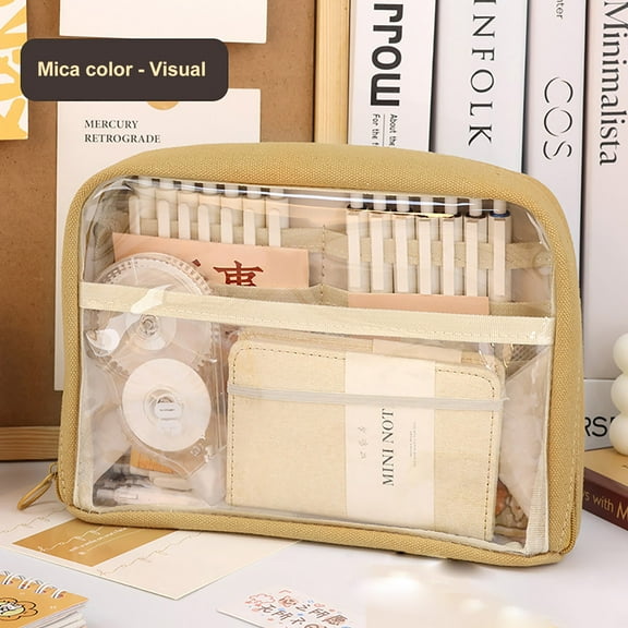Under $1 Pencil Case, Hwkond Clear Pencil Pouch Campus Supplies Large Cute Pencil Case for Student Preppy Pencil Case 10-layer Categorized Back to College