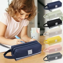 Under $1 Pencil Case, Double-layer Cloth Pencil Case Large Capacity Double-pull Pencil Case Students Portable Zipper Portable Pencil Case Back to College