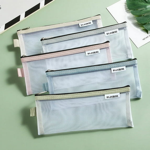 Under $1 Pencil Case, Hwkond Mesh Pencil Pouch Transparent Stationery Pouch Transparent Pencil Pouch Large Capacity Pencil Case Stationery Box Pencil Pouch Back to College