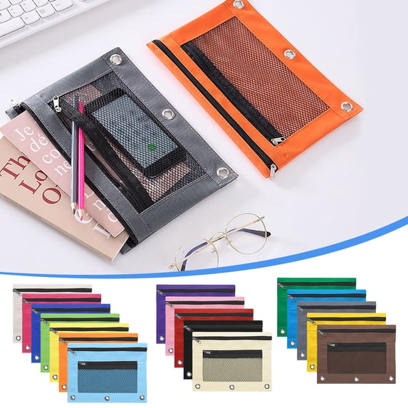 Under $1 Pencil Case Large Capacity Pencil Pouch 10 Pack 3 Ring Binder Pencil Box Pen Bag Stationery Organizer for College Office Desk Supplies by PALIFEUR
