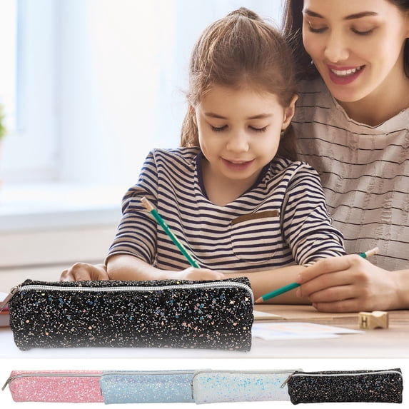 Under $1 Pencil Case Large Capacity Pencil Pouch Glitter PU Leather Pencil Box Pen Bag Stationery Organizer for College Office Desk Supplies by PALIFEUR
