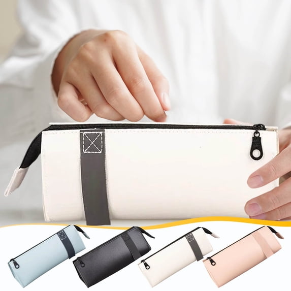 Under $1 Pencil Case Large Capacity Pencil Pouch PU Leather Waterproof Pencil Box Pen Bag Stationery Organizer for College Office Desk Supplies by PALIFEUR
