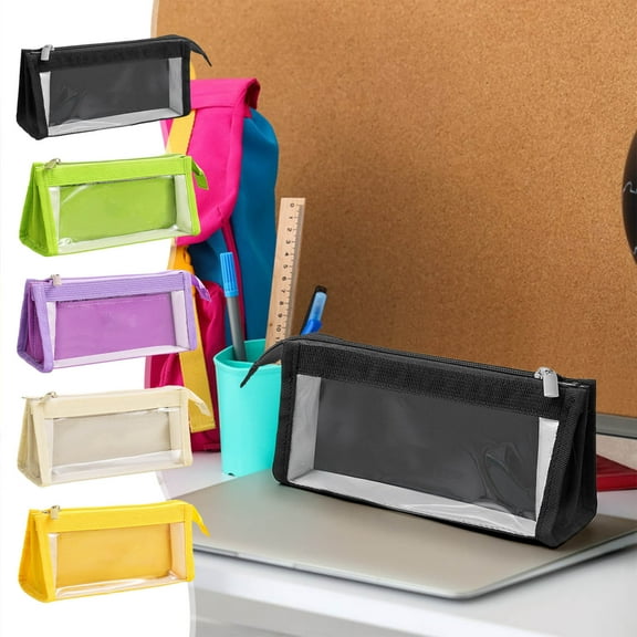 Under $1 Pencil Case Large Capacity Pencil Pouch Transparent Mesh Pencil Box Pen Bag Stationery Organizer for College Office Desk Supplies by PALIFEUR