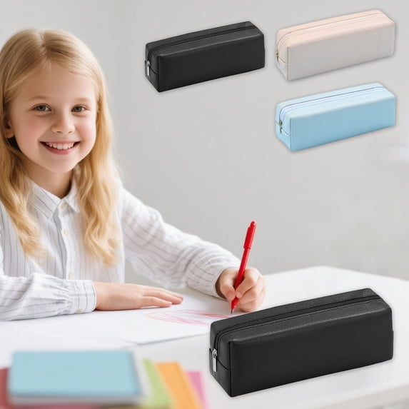 Under $1 Pencil Case PU Leather Large Capacity Pencil Pouch Portable Pen Case Stationery Organizer Cosmetic Bag for College Adults Women Men Office Desk Supplies by PALIFEUR